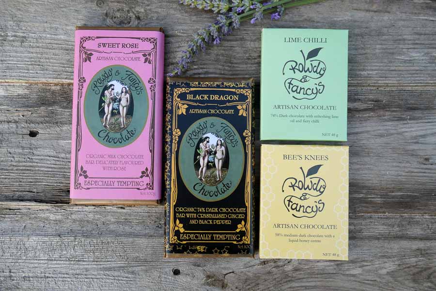 Sussex chocolate four bars from Rowdy and Fancys chocolate